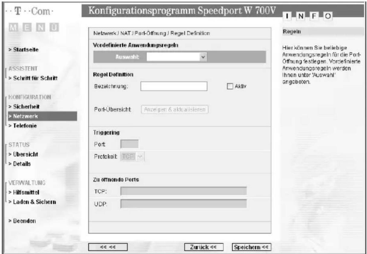 T-Mobile Speedport W 700V - Port-Öffnung (dynamisch) - 4