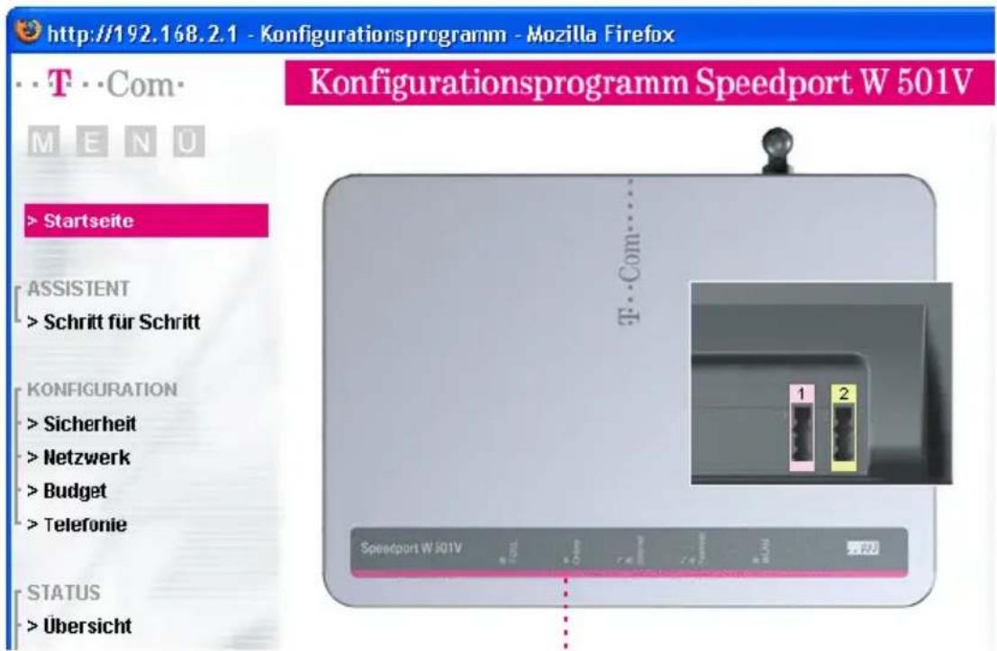T-Mobile Speedport W 501V - Speedport W 501V mit dem Assistenten als DSL-Router einrichten - 2