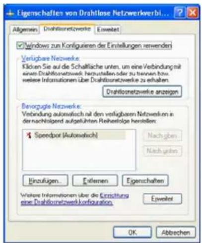 T-Mobile Speedport W 501V - WLAN-Verbindung mit den WLAN-Verbindungseinstellungen in Windows XP aufbauen - 2