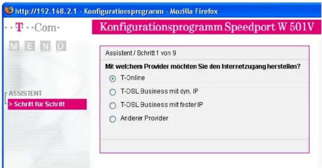 T-Mobile Speedport W 501V - Speedport W 501V mit dem Assistenten als DSL-Router einrichten - 3