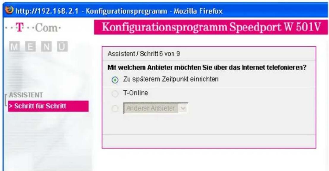 T-Mobile Speedport W 501V - Zugangsdaten für die Internettelefonie später einrichten - 1