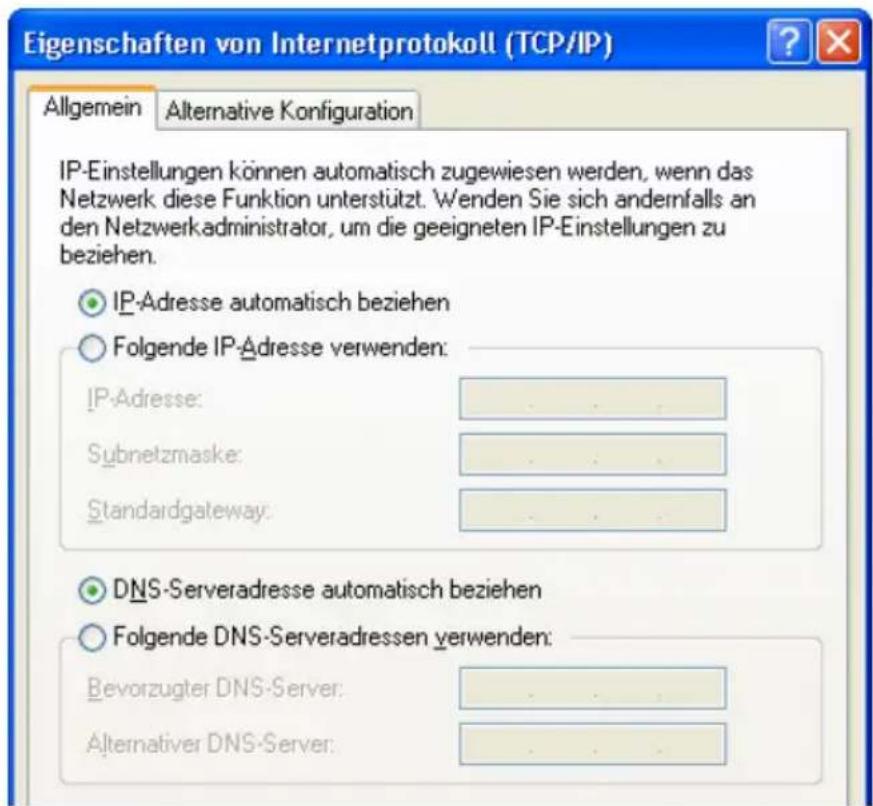T-Mobile Speedport W 501V - IP-Adresse automatisch beziehen in Windows XP - 1