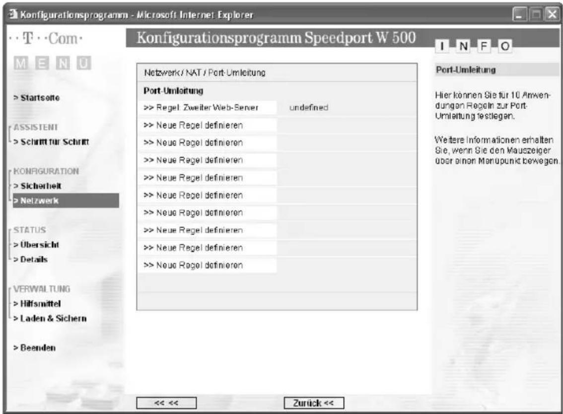 T-Mobile Speedport W 500 - Port-Umleitung - 1
