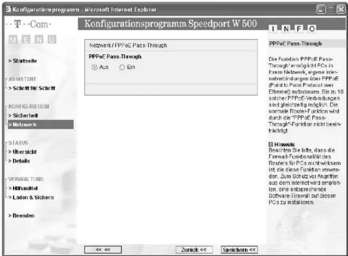 T-Mobile Speedport W 500 - PPPoE Pass-Through - 2