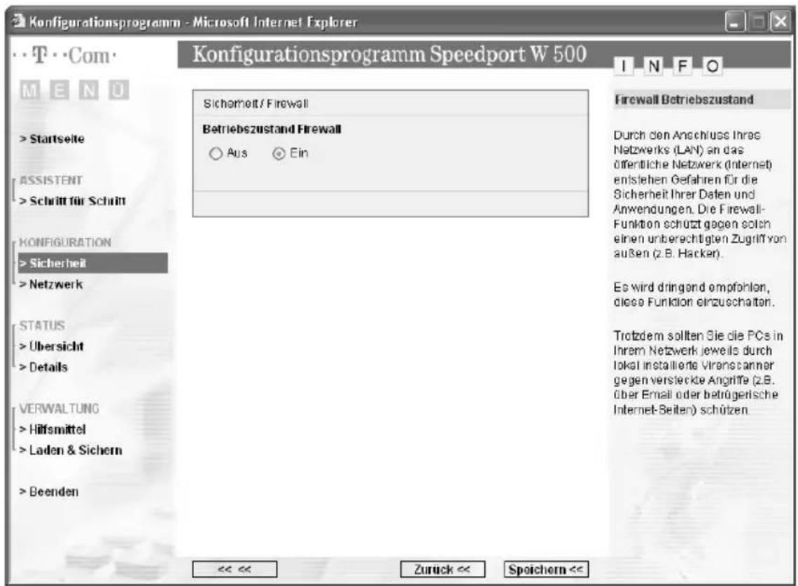 T-Mobile Speedport W 500 - Firewall - 1
