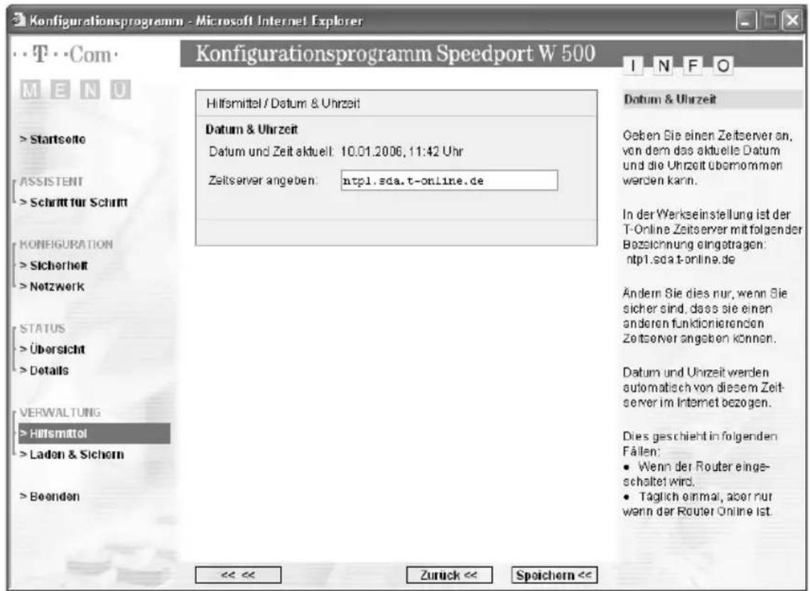 T-Mobile Speedport W 500 - Datum und Uhrzeit einstellen - 1