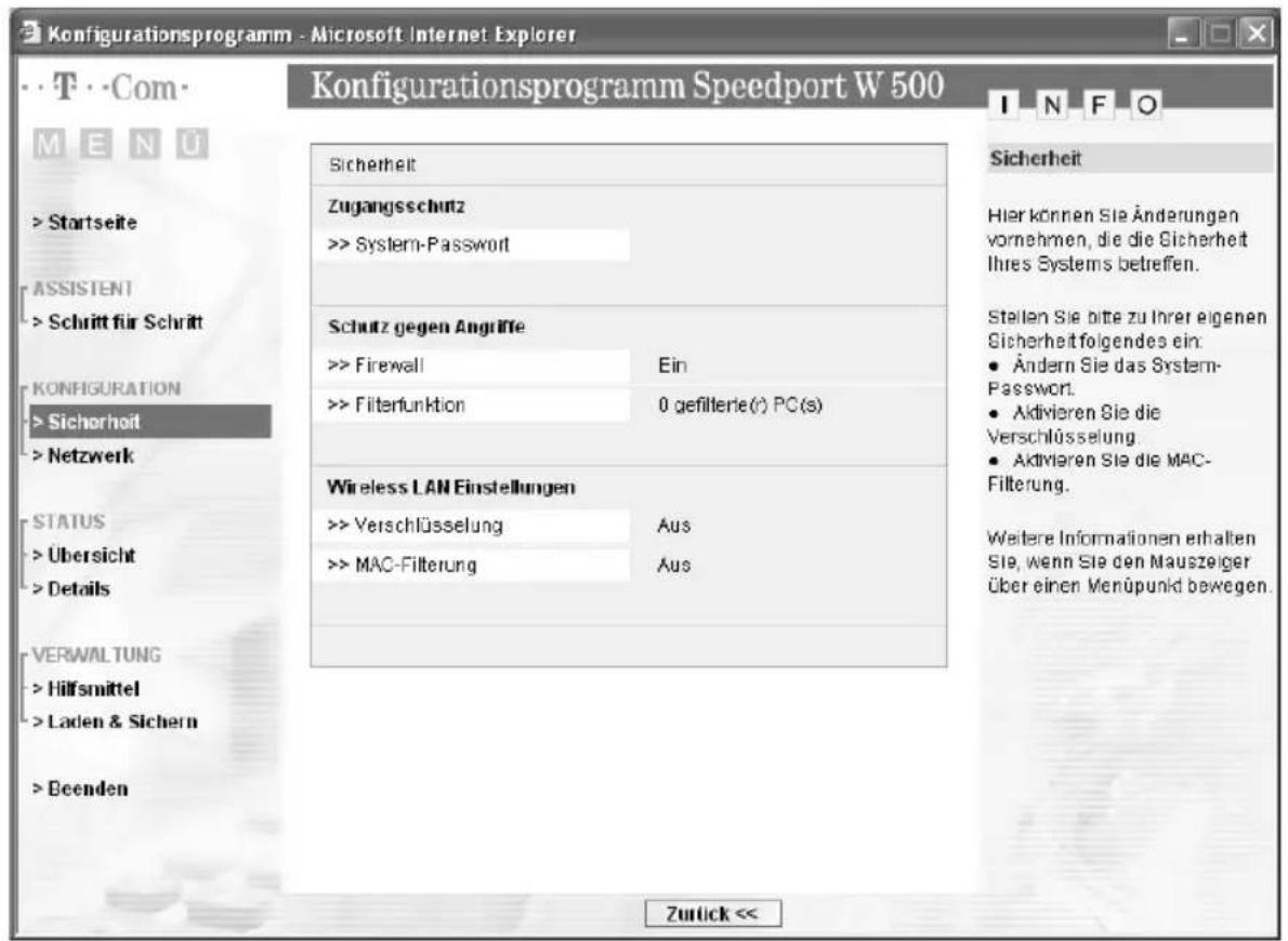 T-Mobile Speedport W 500 - Sicherheit für den Netzbetrieb - 1