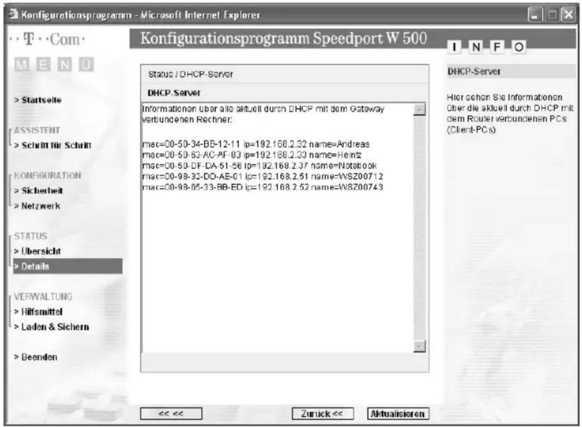 T-Mobile Speedport W 500 - DHCP Server - 1