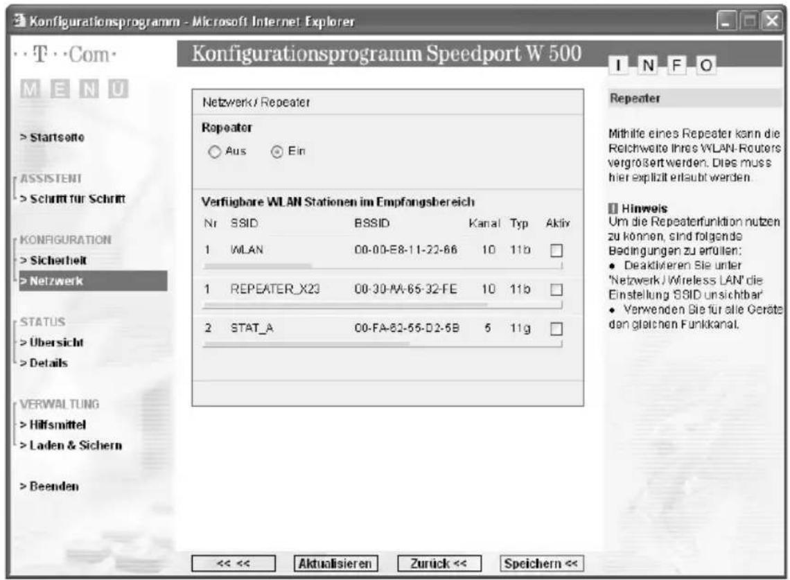 T-Mobile Speedport W 500 - Repeater konfigurieren - 1