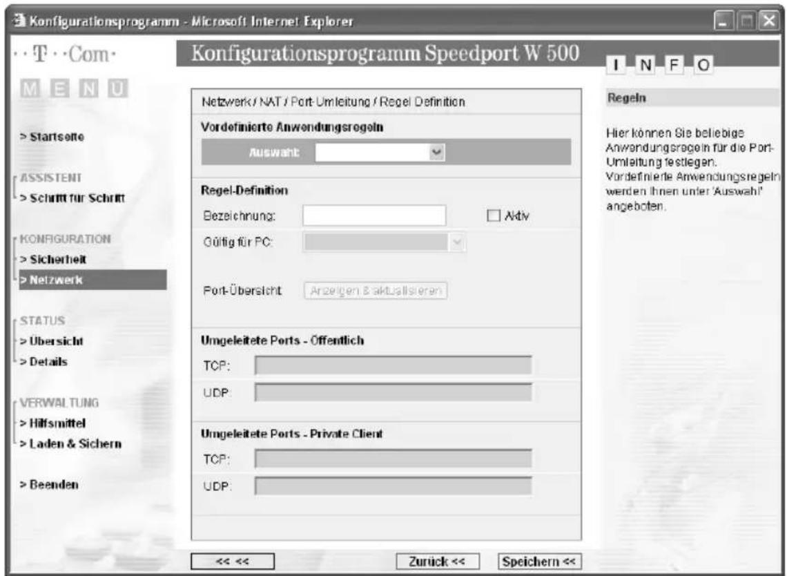 T-Mobile Speedport W 500 - Port-Umleitung - 2