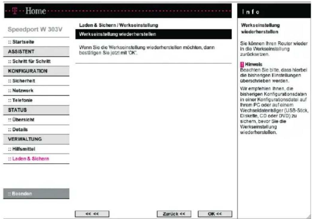 T-Mobile Speedport W 303V - Werkseinstellungen wiederherstellen - 1