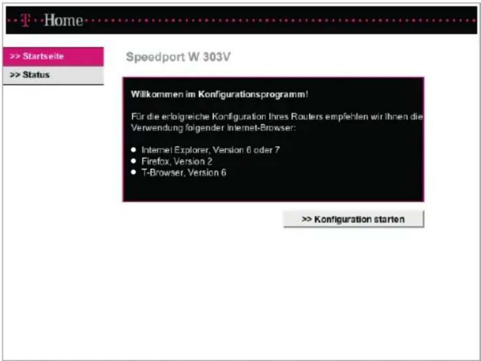 T-Mobile Speedport W 303V - Konfiguration starten - 1