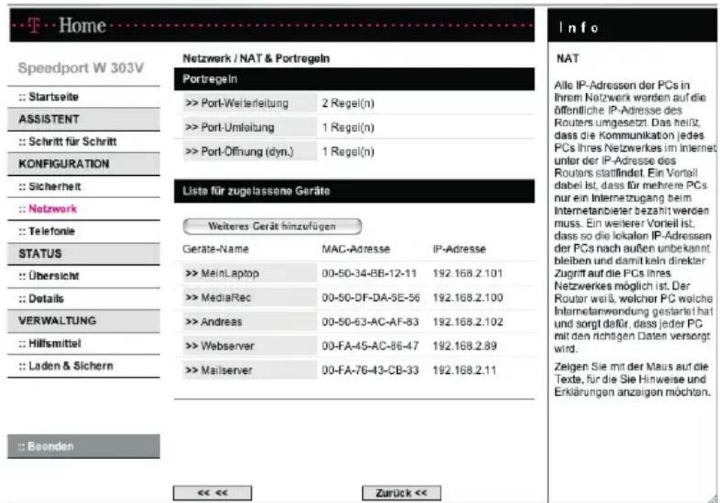 T-Mobile Speedport W 303V - IP- und MAC-Adressen im Netzwerk ermitteln - 1