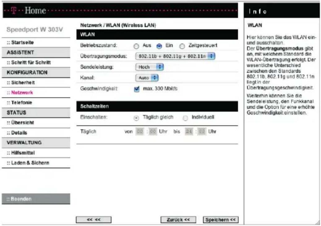 T-Mobile Speedport W 303V - WLAN (Wireless LAN) - Konfiguration für das drahtlose Netzwerk - 1