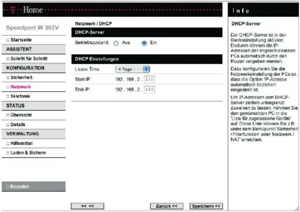 T-Mobile Speedport W 303V - DHCP-Server ausschalten - 1