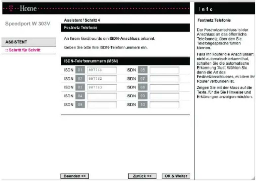 T-Mobile Speedport W 303V - Test der DSL Telefonnummer - 3