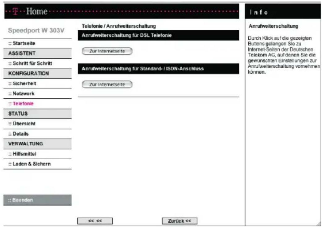 T-Mobile Speedport W 303V - Anrufweiterschaltung - 1