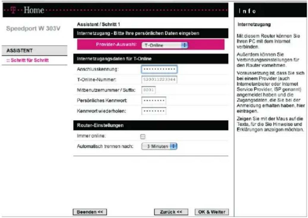 T-Mobile Speedport W 303V - Konfiguration mit dem Assistenten. - 2