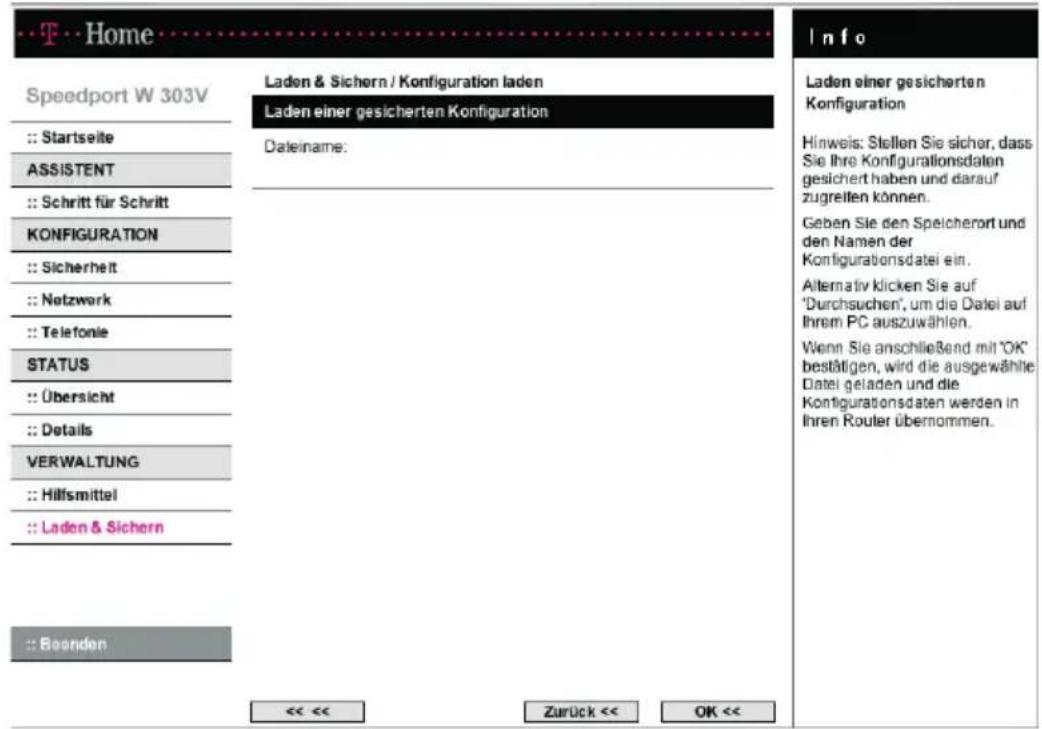T-Mobile Speedport W 303V - Laden der Konfigurationsdaten - 1
