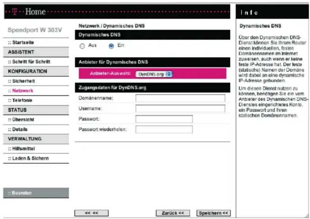 T-Mobile Speedport W 303V - Dynamisches DNS - Domänennamen bei dynamischer IP-Adresse zuordnen - 1