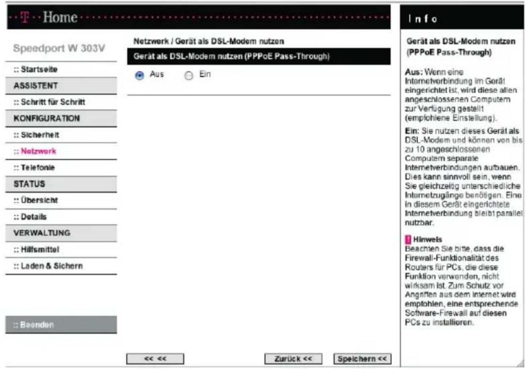 T-Mobile Speedport W 303V - Gerät als DSL-Modem nutzen - 2