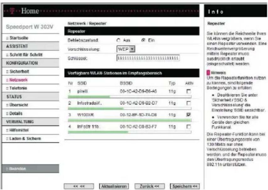 T-Mobile Speedport W 303V - Betrieb mit Verschlüsselung: Konfiguration der Basis - 3