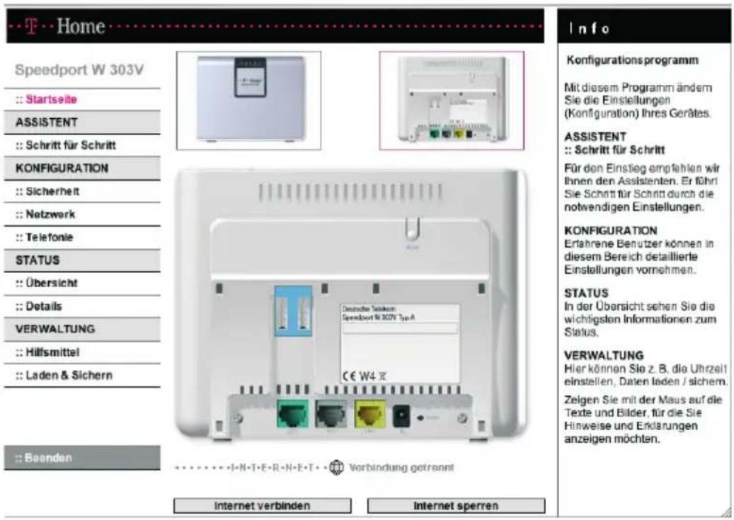 T-Mobile Speedport W 303V - Anmelden beim Konfigurationsprogramm - 2