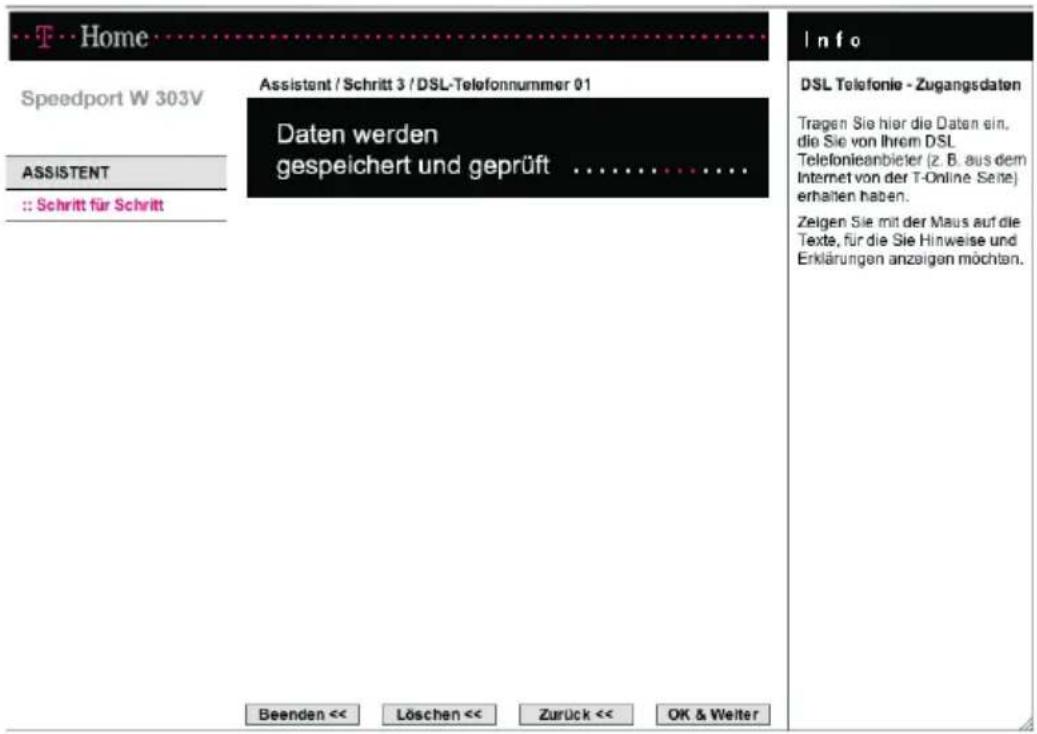 T-Mobile Speedport W 303V - Test der DSL Telefonnummer - 1