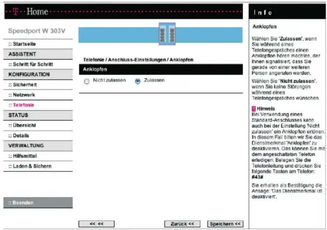 T-Mobile Speedport W 303V - Anklopfen - 1
