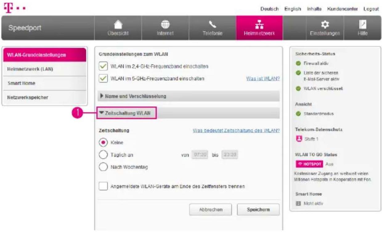 T-Mobile Speedport Smart 2 - WLAN-Zeitschaltung einrichten - 1