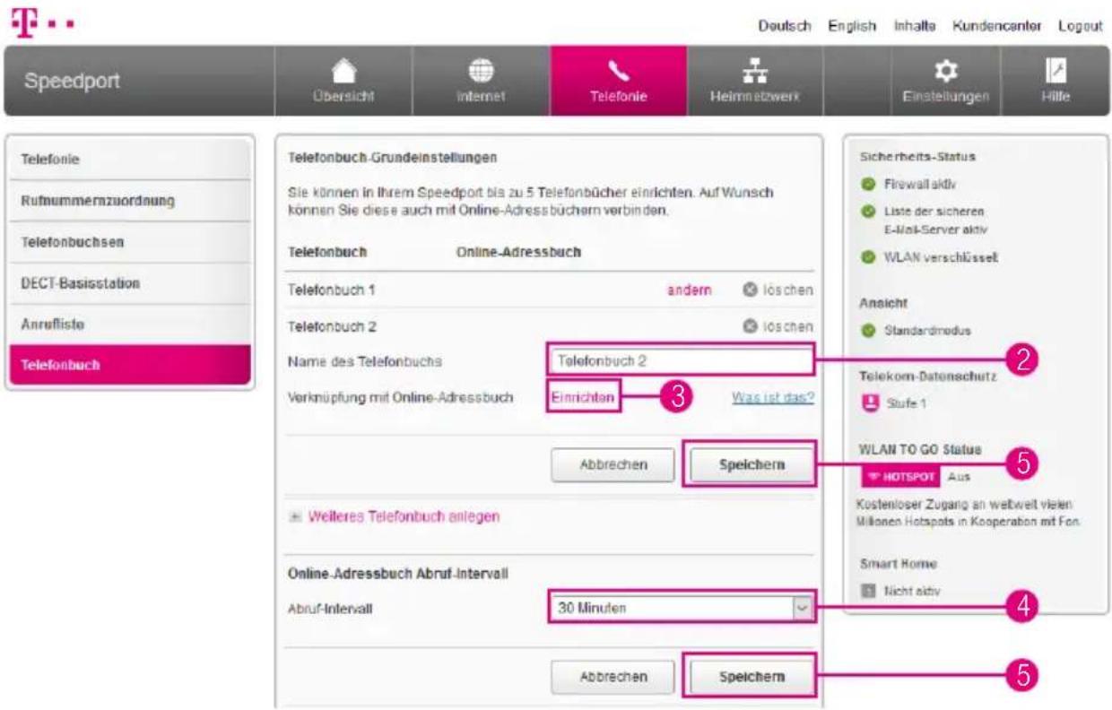 T-Mobile Speedport Smart 2 - Telefonbuch anlegen (Fortsetzung) - 1
