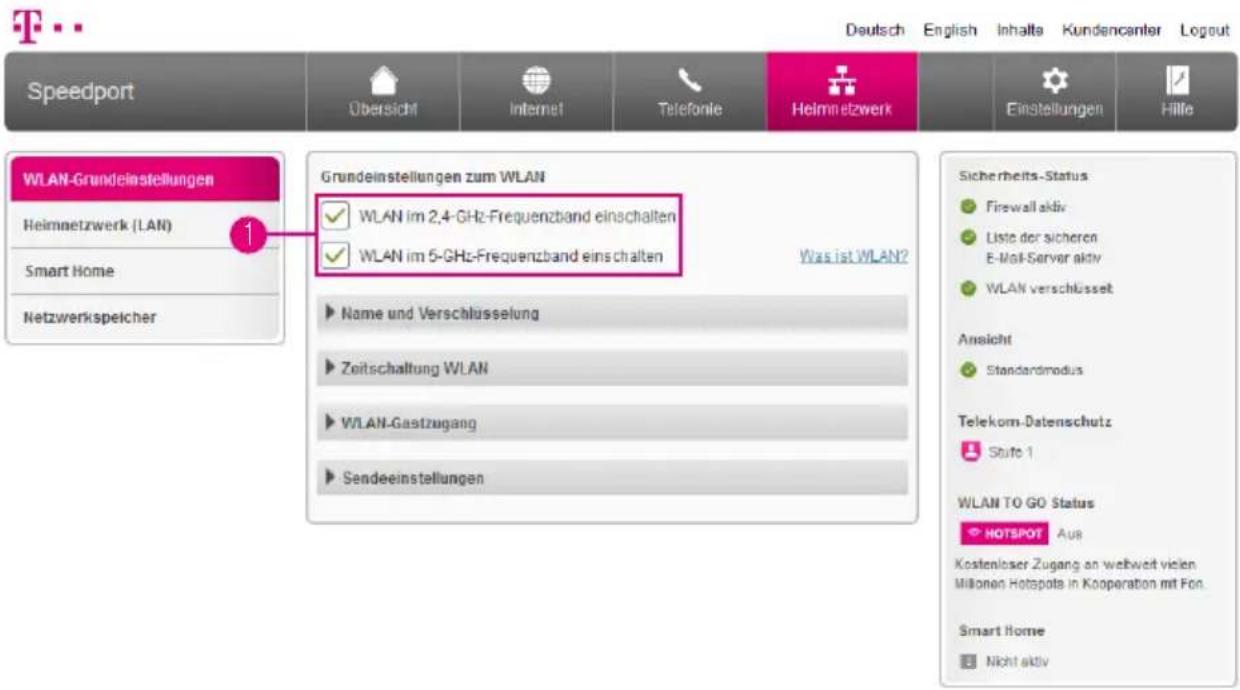 T-Mobile Speedport Smart 2 - WLAN einschalten oder ausschalten - 1