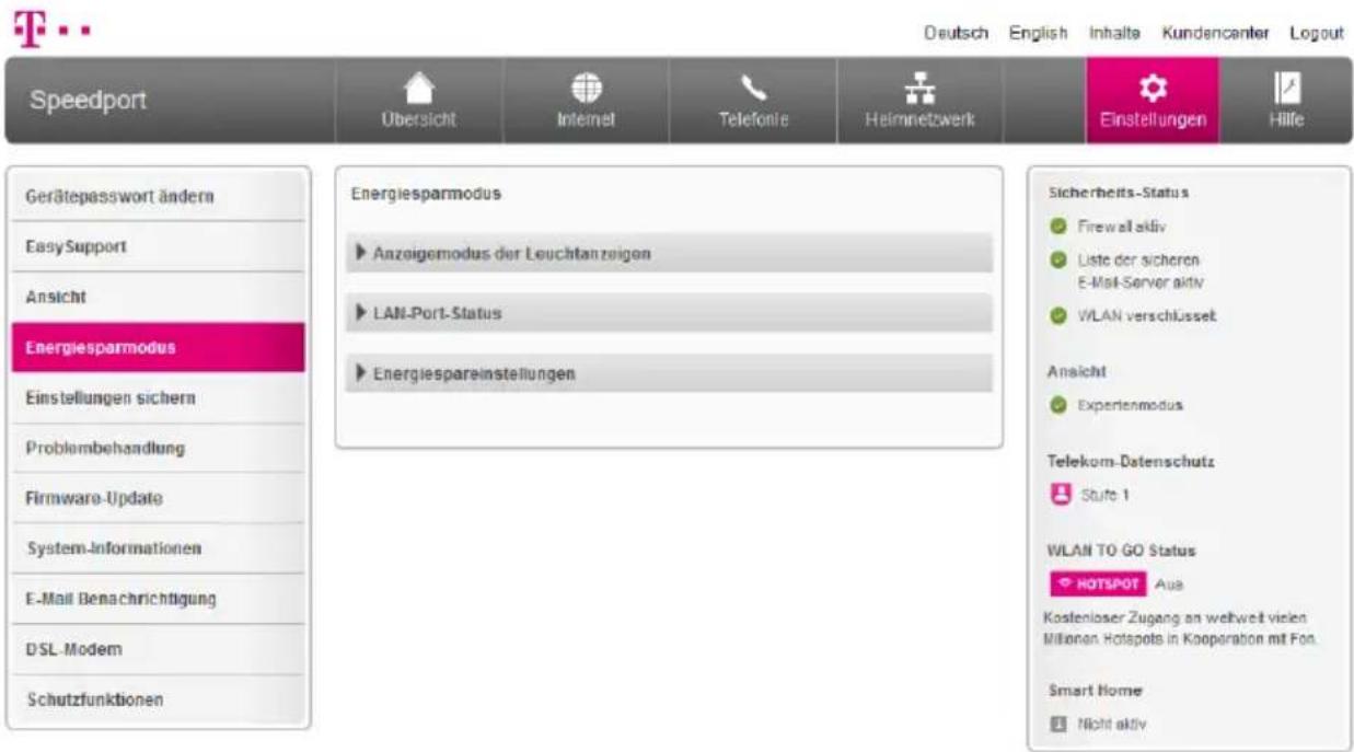 T-Mobile Speedport Smart 2 - Energiesparmodus nutzen - 1