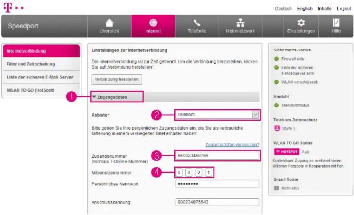 T-Mobile Speedport Smart 2 - Zugangsdaten für Telekom eintragen - 1