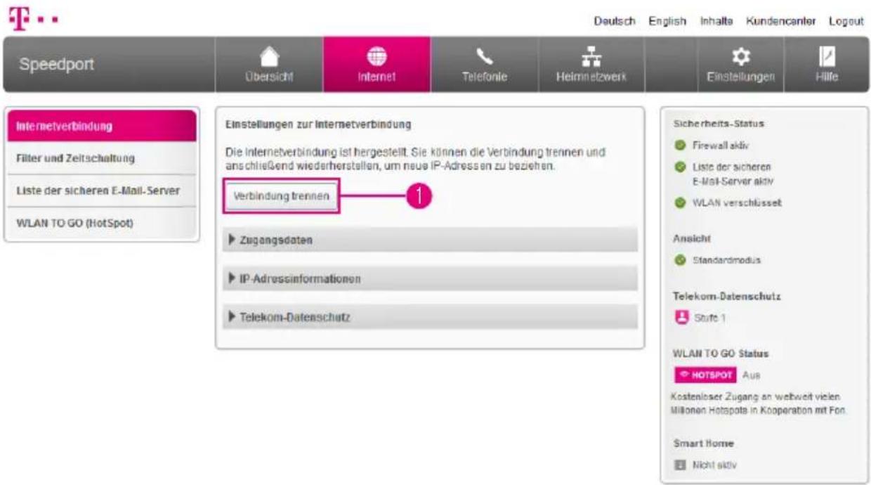 T-Mobile Speedport Smart 2 - Internetverbindung trennen - 1