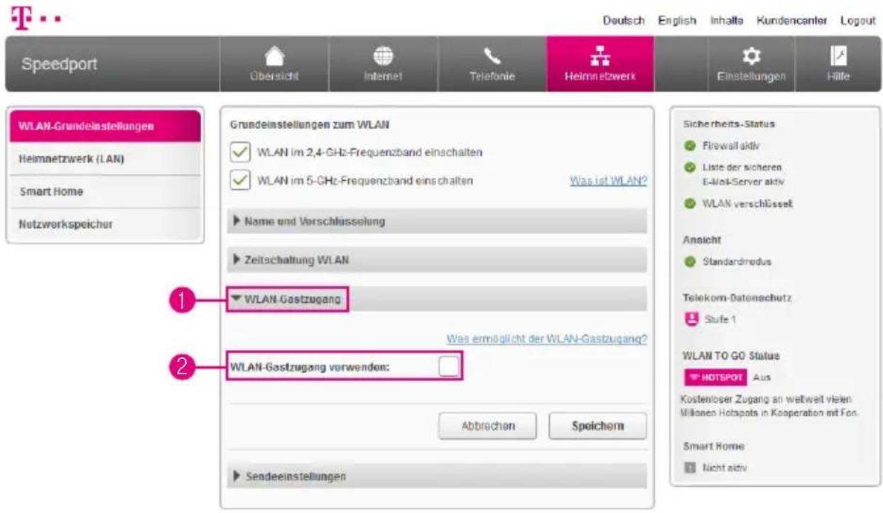 T-Mobile Speedport Smart 2 - WLAN-Gastzugang einrichten - 1