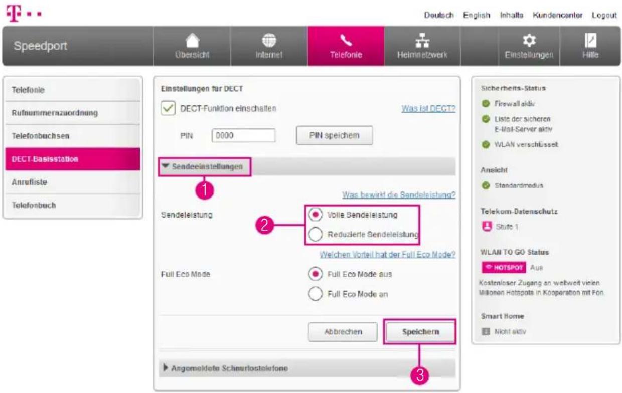 T-Mobile Speedport Smart 2 - DECT-Sendeleistung anpassen - 1