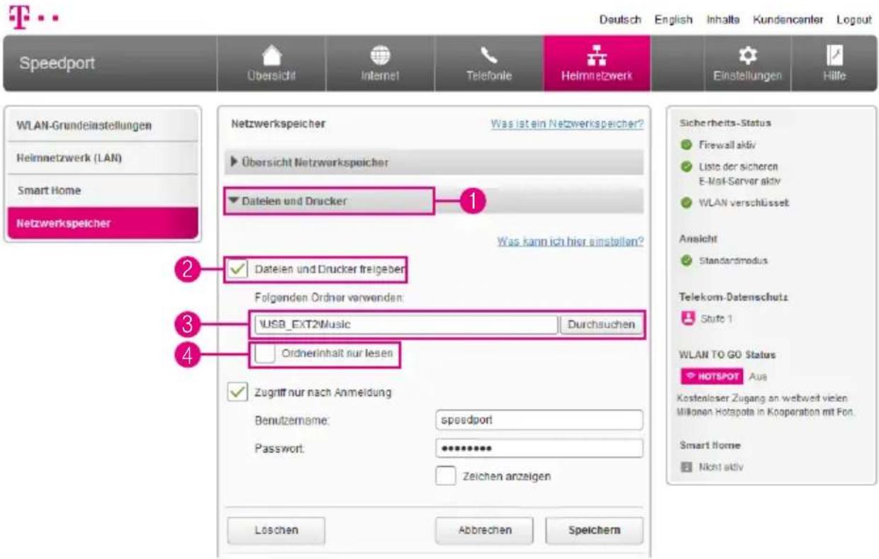 T-Mobile Speedport Smart 2 - Dateien und Drucker im Heimnetzwerk freigeben (Fortsetzung) - 1