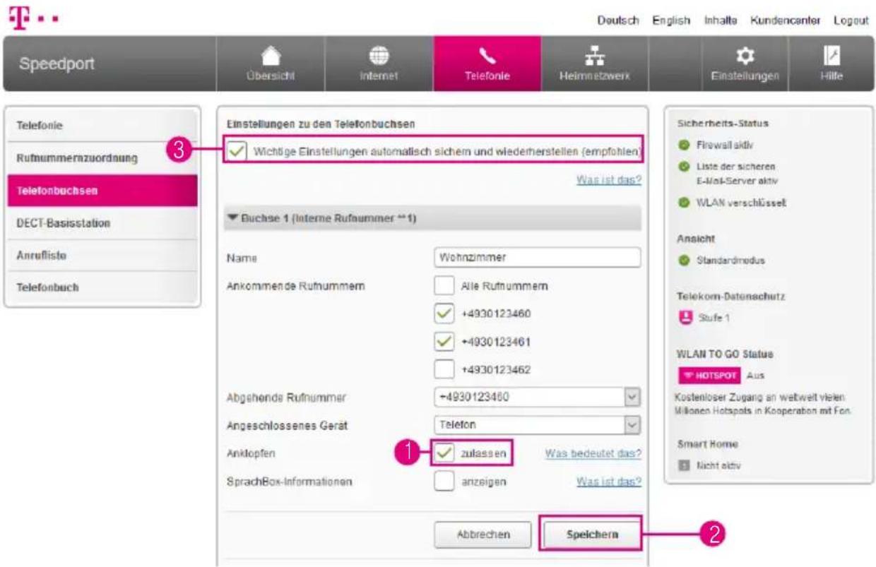 T-Mobile Speedport Smart 2 - Anklopfen während eines laufenden Gesprächs - 1