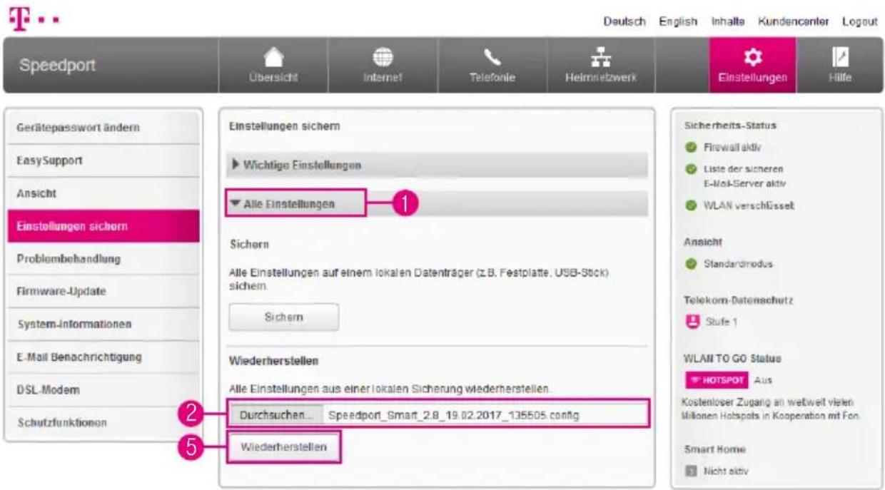 T-Mobile Speedport Smart 2 - Alle Einstellungen wiederherstellen - 1