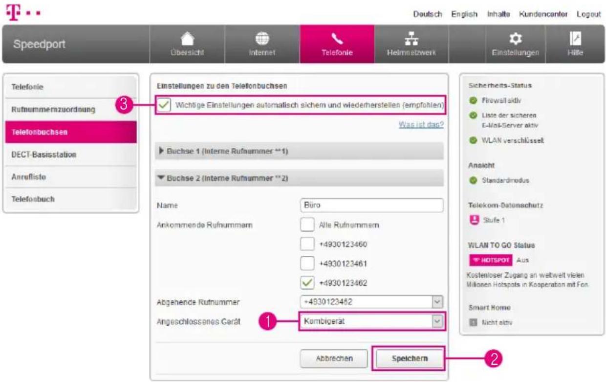 T-Mobile Speedport Smart 2 - Auswahl des angeschlossenen Endgeräts - 1