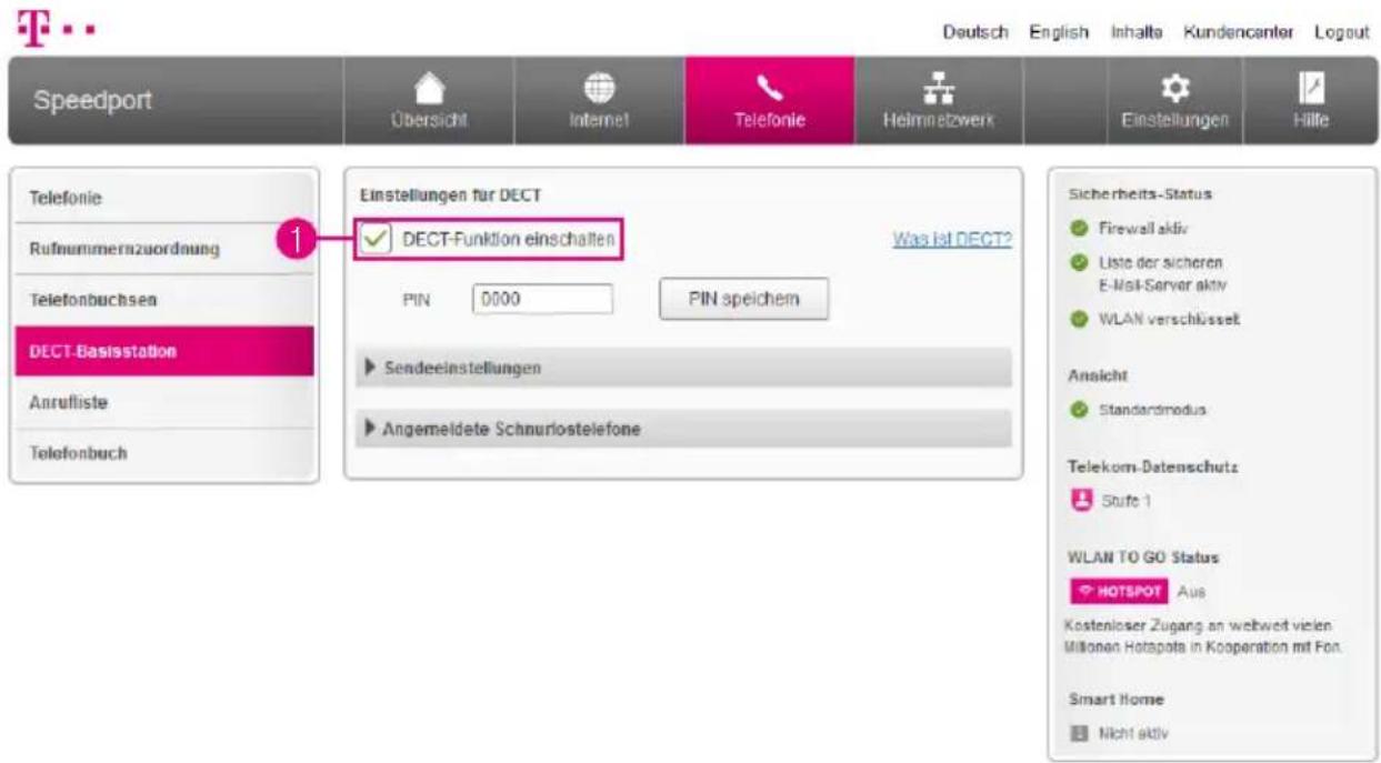 T-Mobile Speedport Smart 2 - DECT-Basisstation einschalten - 1