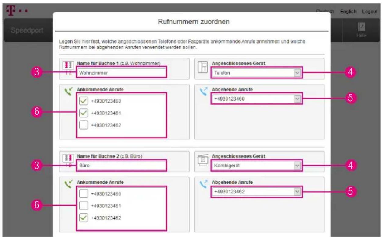 T-Mobile Speedport Smart 2 - Rufnummern zuordnen (Fortsetzung) - 1