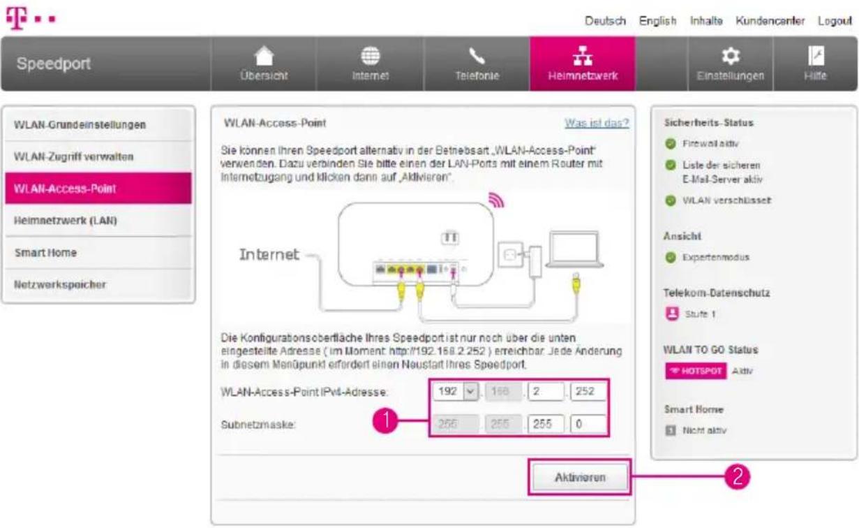 T-Mobile Speedport Smart 2 - Speedport als WLAN-Access-Point verwenden - 1
