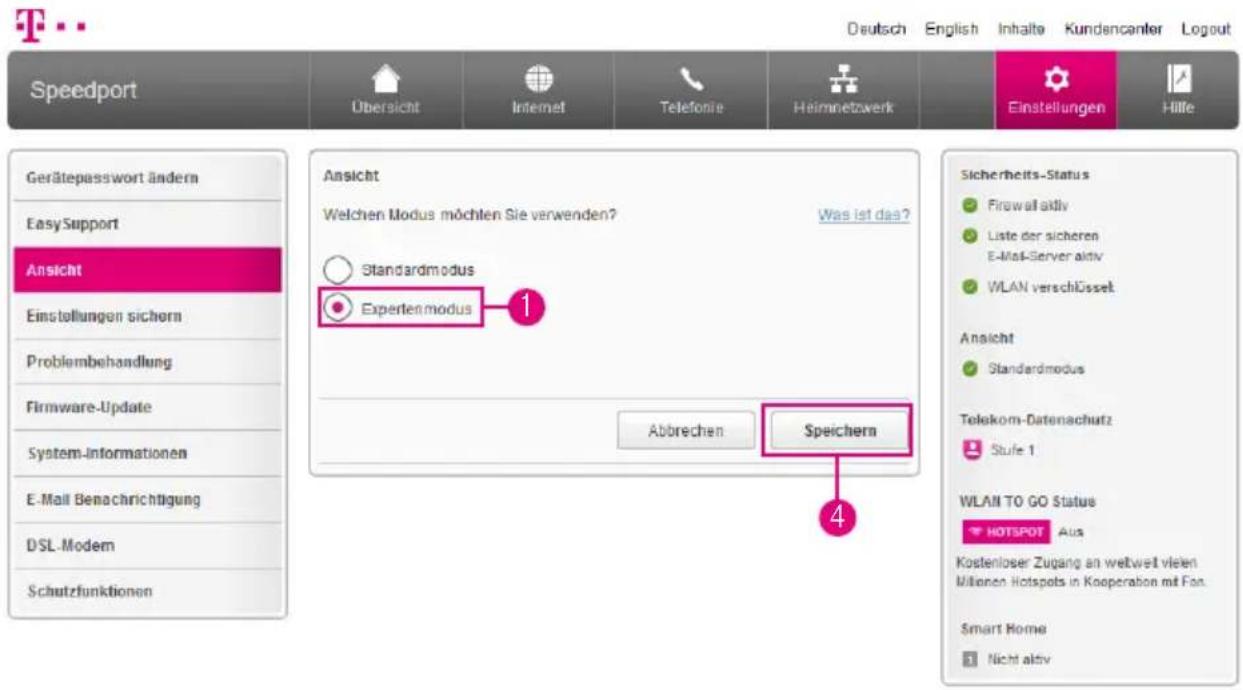 T-Mobile Speedport Smart 2 - Zum Expertenmodus wechseln - 1