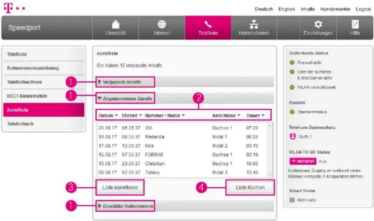 T-Mobile Speedport Smart 2 - Anruflisten einsehen - 1