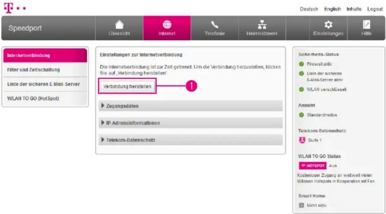 T-Mobile Speedport Smart 2 - Internetverbindung herstellen - 1