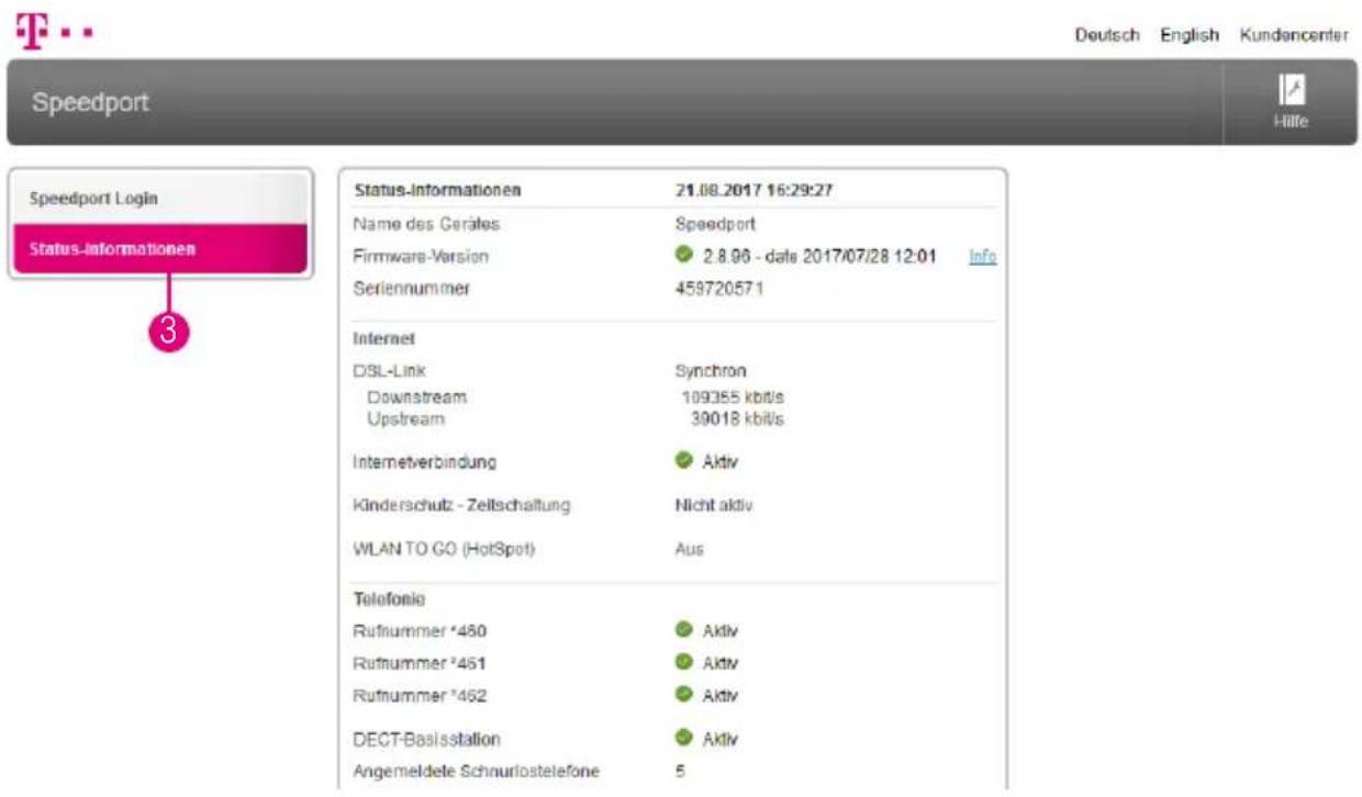 T-Mobile Speedport Smart 2 - Übersicht der Status-Informationen - 1