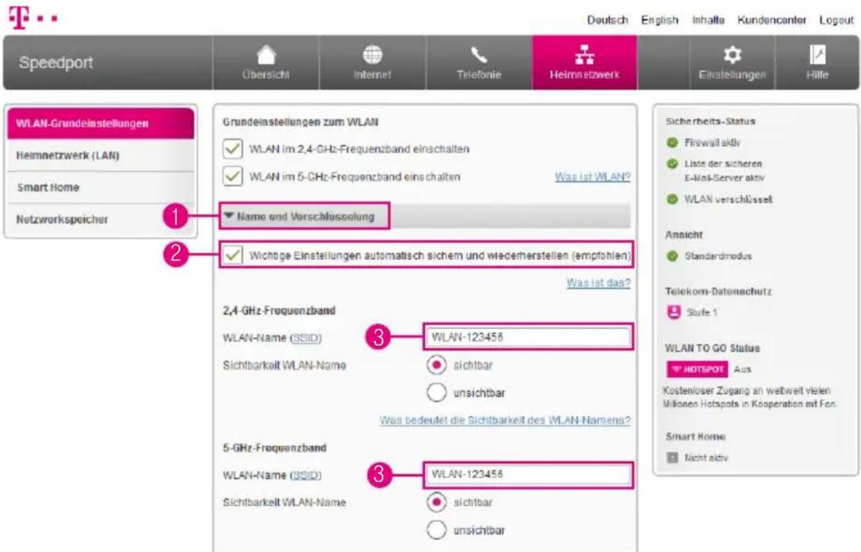 T-Mobile Speedport Smart 2 - WLAN-Namen (SSID) anpassen - 1