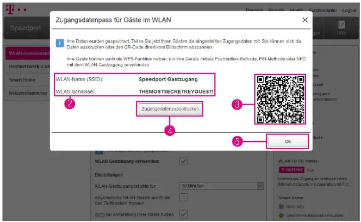 T-Mobile Speedport Smart 2 - Zugangsdatenpass für Gäste im WLAN - 1